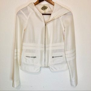 Nave women’s zipper cream jacket with hood size 4